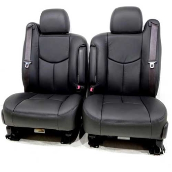 4-Piece Front Leather Seat Cover Set For 2003-2006 Chevy Silverado GMC Sierra, Dark Pewter Gray